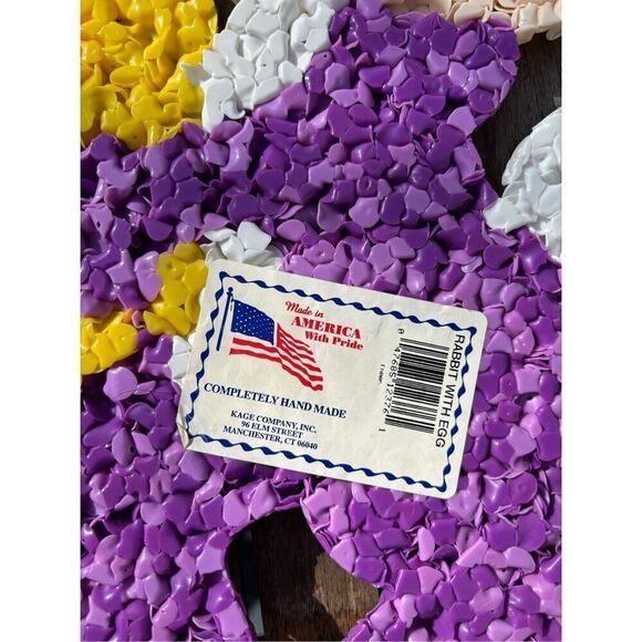 Vintage Melted Plastic Popcorn 1970’s Purple Easter Bunny Basket Eggs Decoration - Picture 4 of 4